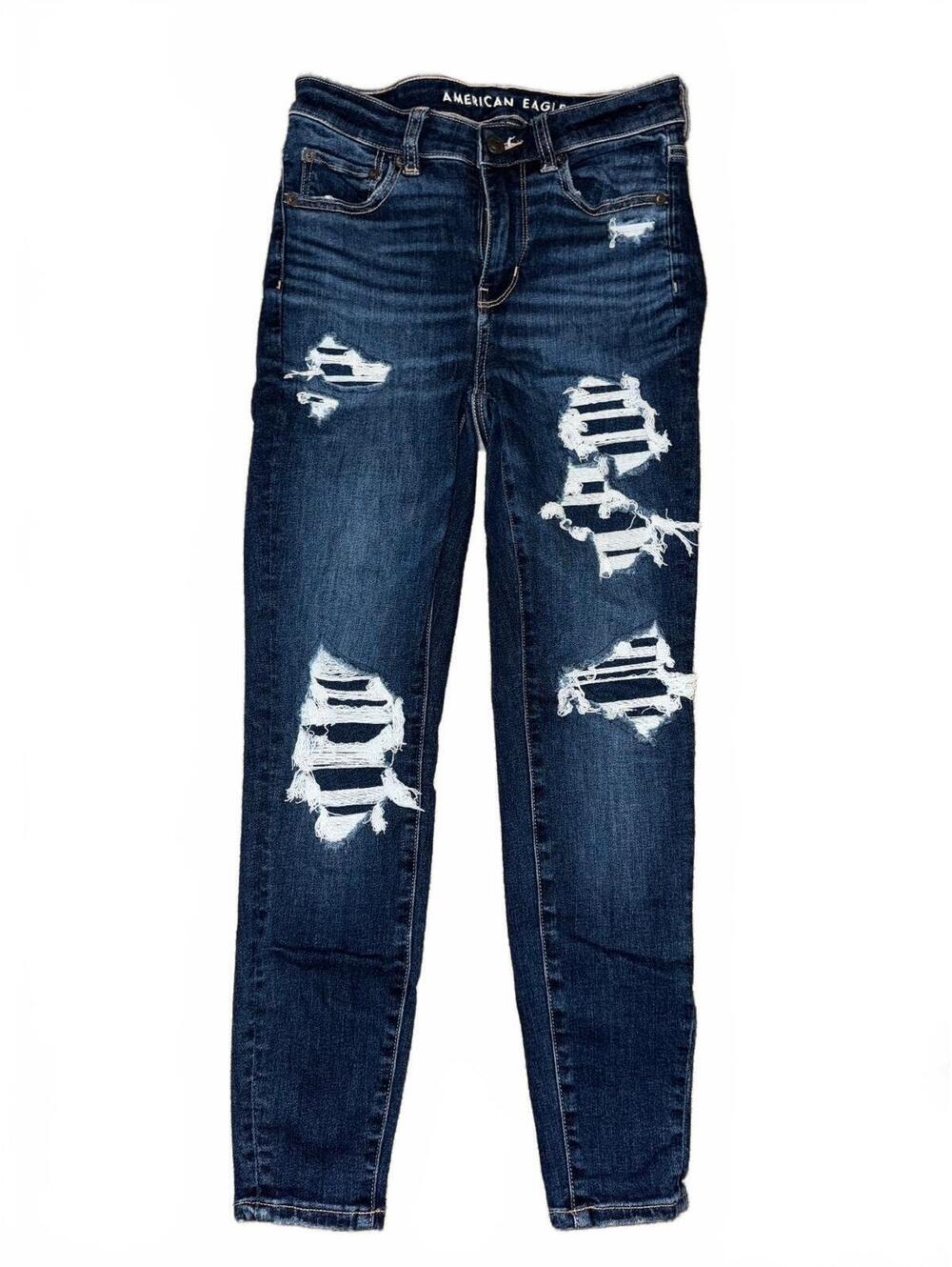 Women's American Eagle Hi Rise Distressed Jegging Denim Size 2